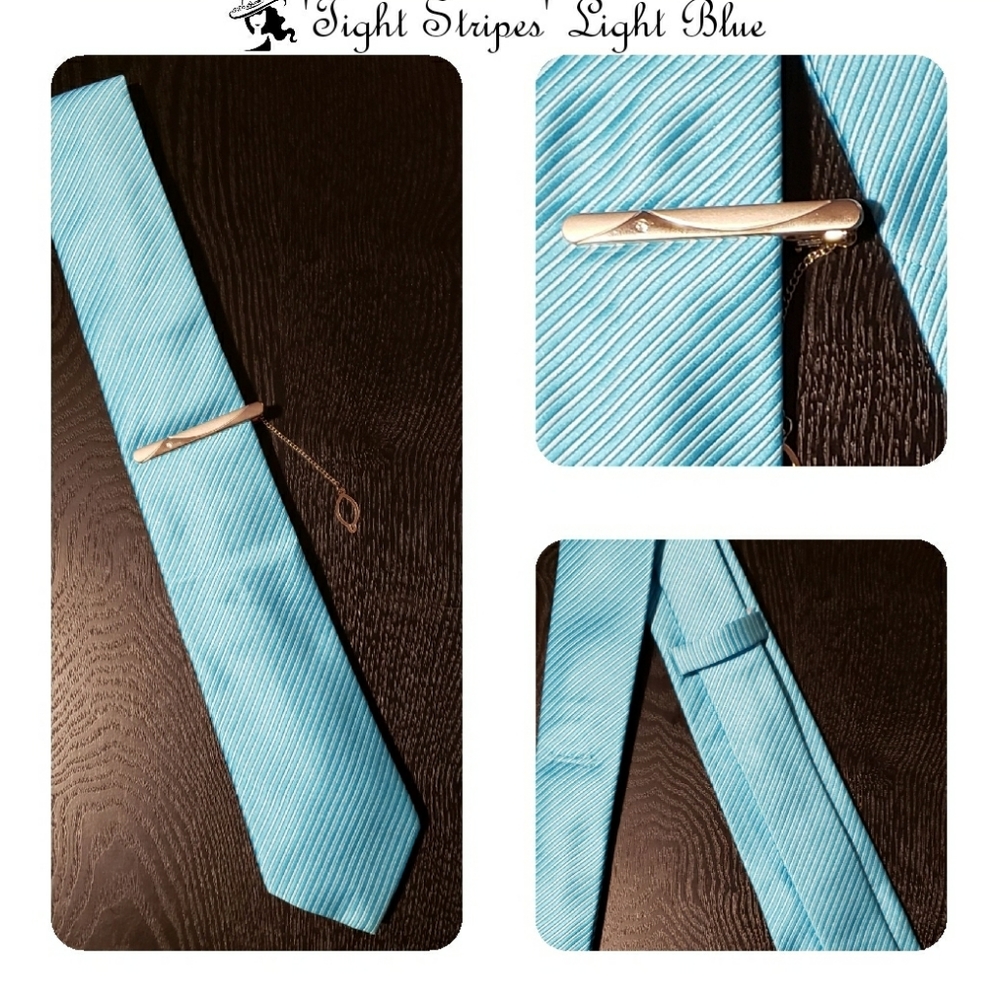 Lavish 'Tight Stripes' Turquoise Tie